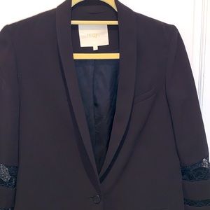 Maje Black Blazer with Lace Detail